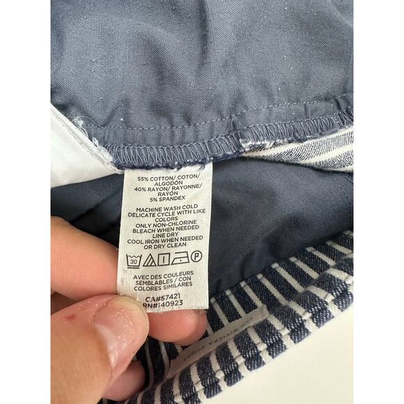 Loft Womens Shorts Size 12 The Riviera Short Blue White Striped Denim JeanShort - Picture 6 of 11